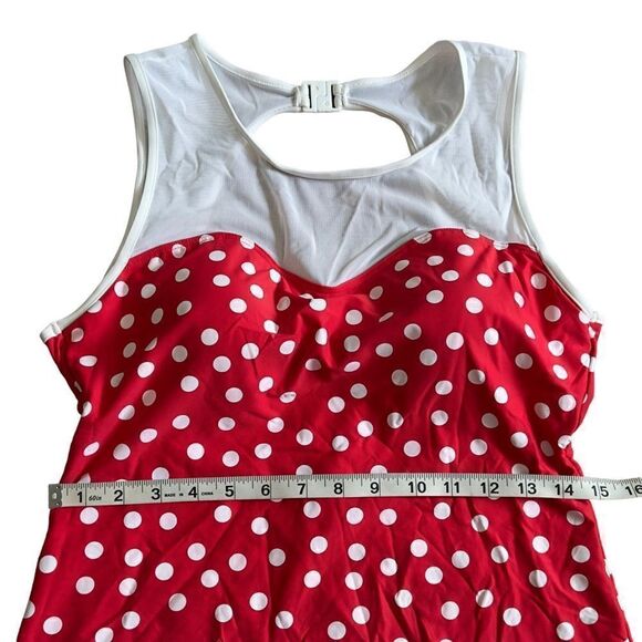 NIPTUCK Red White Polka White Mesh Backless Tankini Swim Top Size 10 - Picture 8 of 11